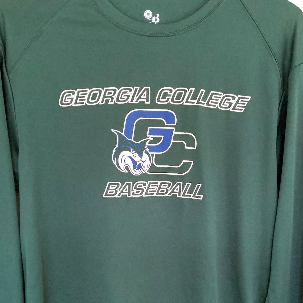 Georgia College Green L/S Baseball Shirt Size M